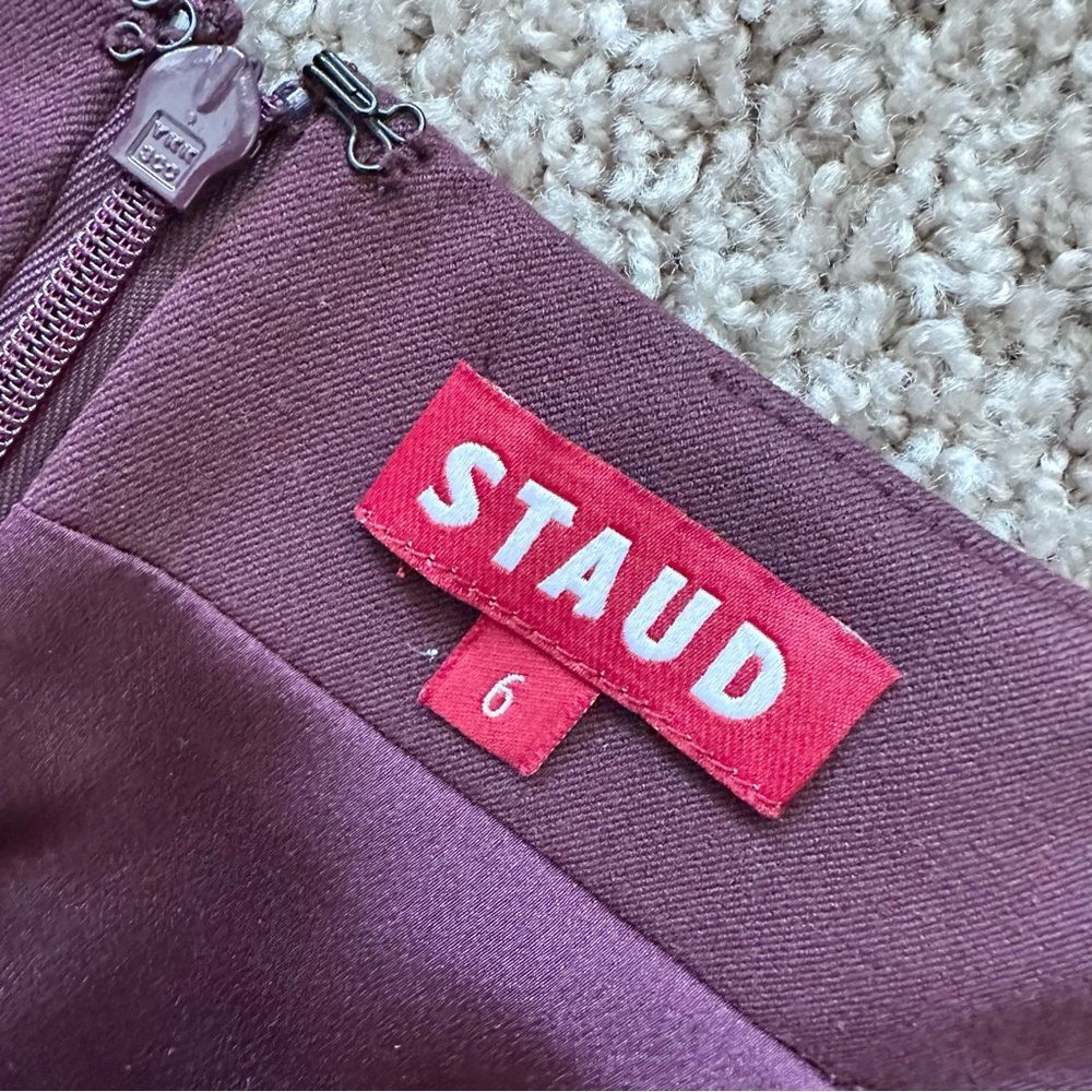 Staud Annette Mini Skirt in Burgundy Size 6 - Picture 7 of 9